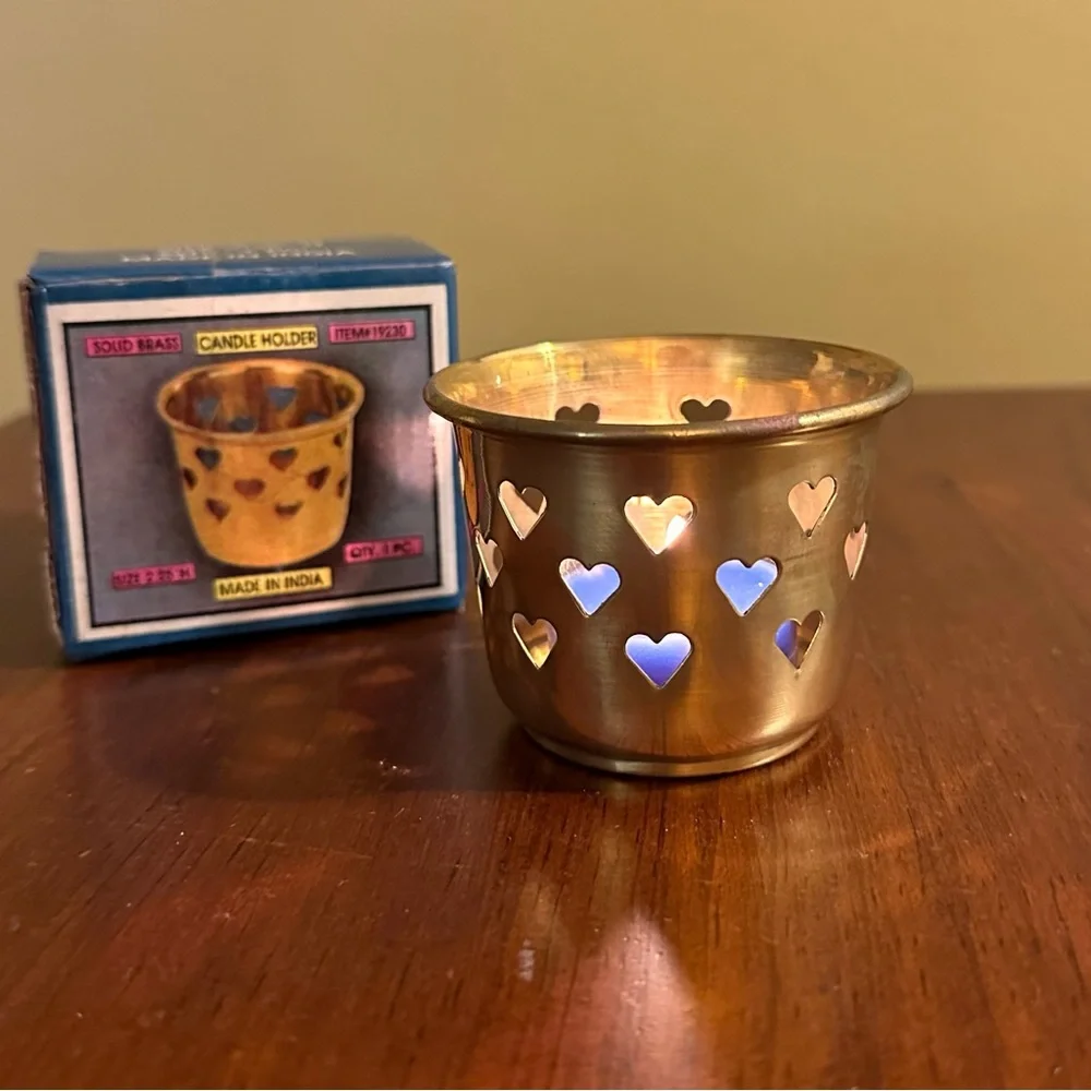 Vintage Brass Heart Votive / Tea Light Holder - N w/o T (each sold separately) - Picture 2 of 6